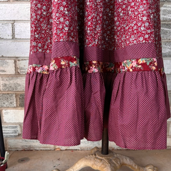 Gunne Sax burgundy maroon velvet bodice midi dress size 7 - Picture 3 of 9